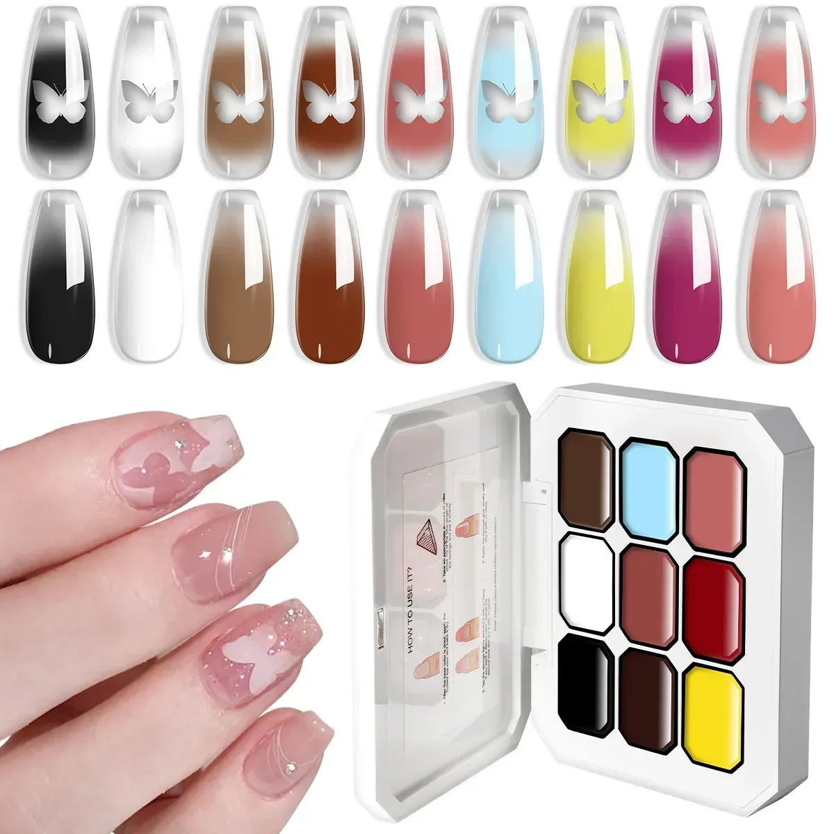 LIMEGIRL 7in1 Nail Gradient Painting Gel Long-lasting Nail Gel Polish Hybrid Color Nail Art Design High Texture Gradient Gel Tri Light Beauty
