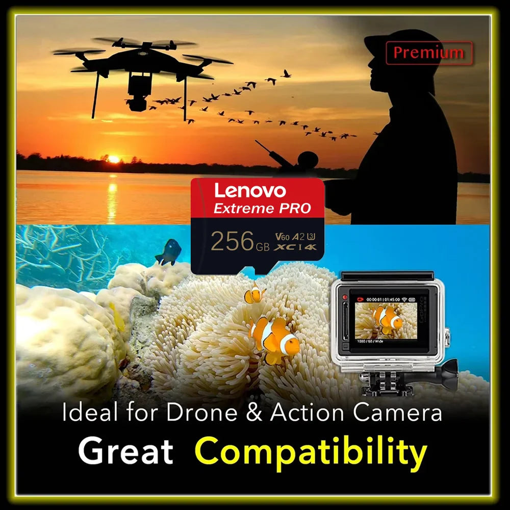 Lenovo 512GB Game-Exclusive Micro TF SD Card A2 V60 High Speed 4K Ultra-HD Video Flash Card 64GB Memory Card for Phone Camera PC LadyShow.Store