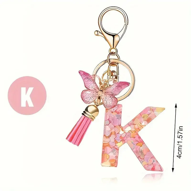 Fashion DIY A-Z Letters keychain Metal Holder Pendent Key Chain Women Car Key Ring Simple Letter Name Key Party Gift Jewelry Pi-Mart