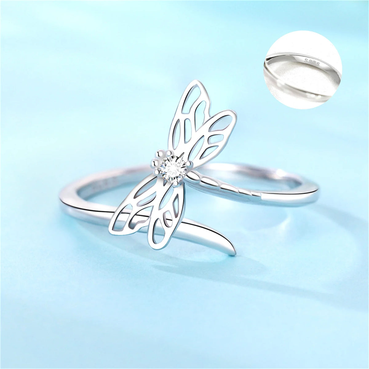 Original 925 Sterling Silver Open Ring Exquisite Panda Dolphin Adjustable Ring Original Daily Fine Jewelry Women Birthday Gifts Pi-Mart