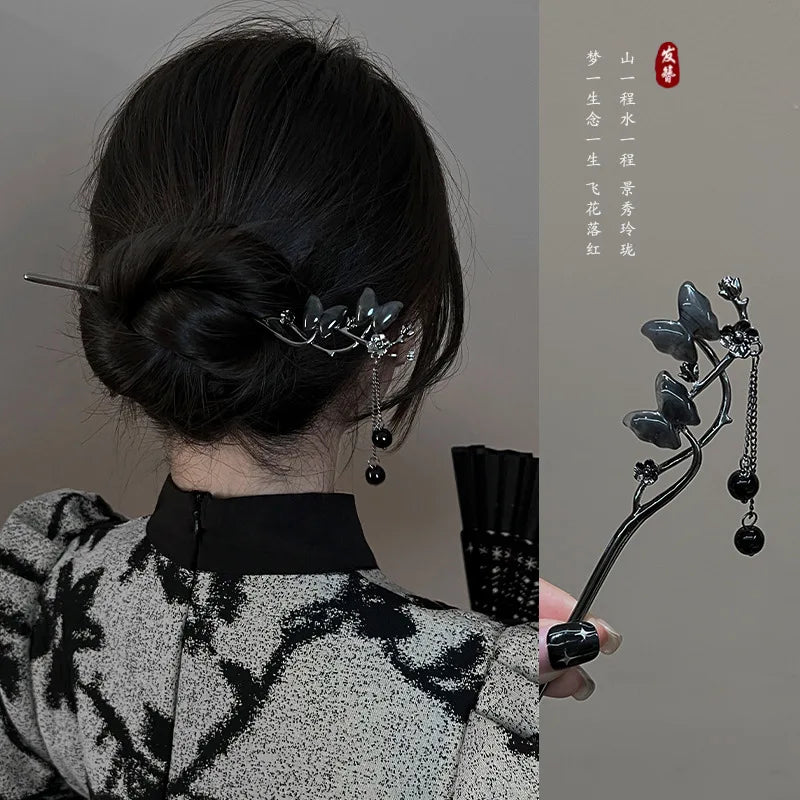 Ancient Chinese Style Elegant Butterfly Tassel Hair Stick for Women Girls Classical Hairpin Chinese Hair Accessories Jewelry Pi-Mart