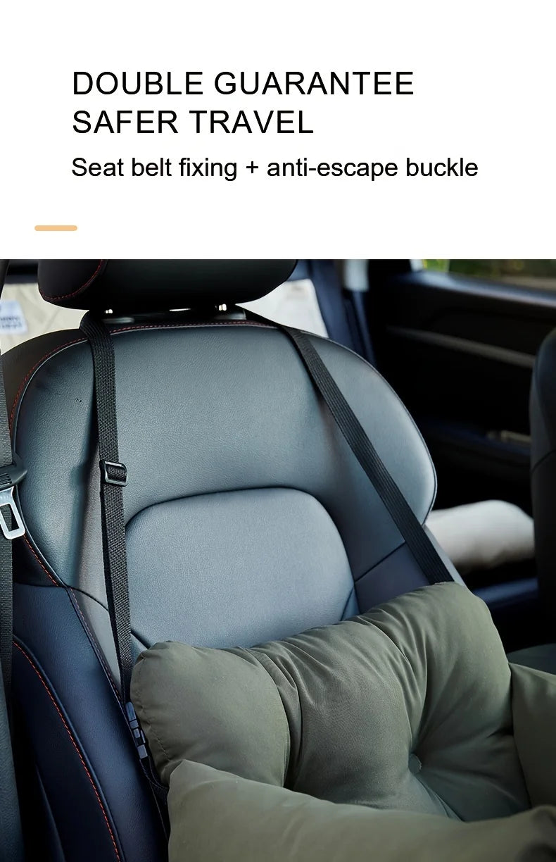 Dog Car Seat with Safety Belt - Non-Slip Pet Car Bed for Small Dogs, Washable Travel Carrier with Secure Straps for Safe Car Pi-Mart