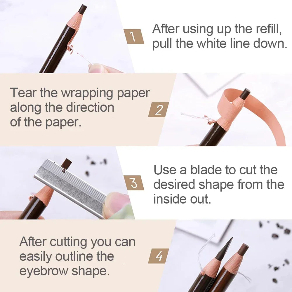 5PCS Professional Microblading Pencil Permanent Eyebrow Pencil Tattoo Waterproof Art Tint Makeup Eye Brow Pen Enhancers Cosmetic Tri Light Beauty