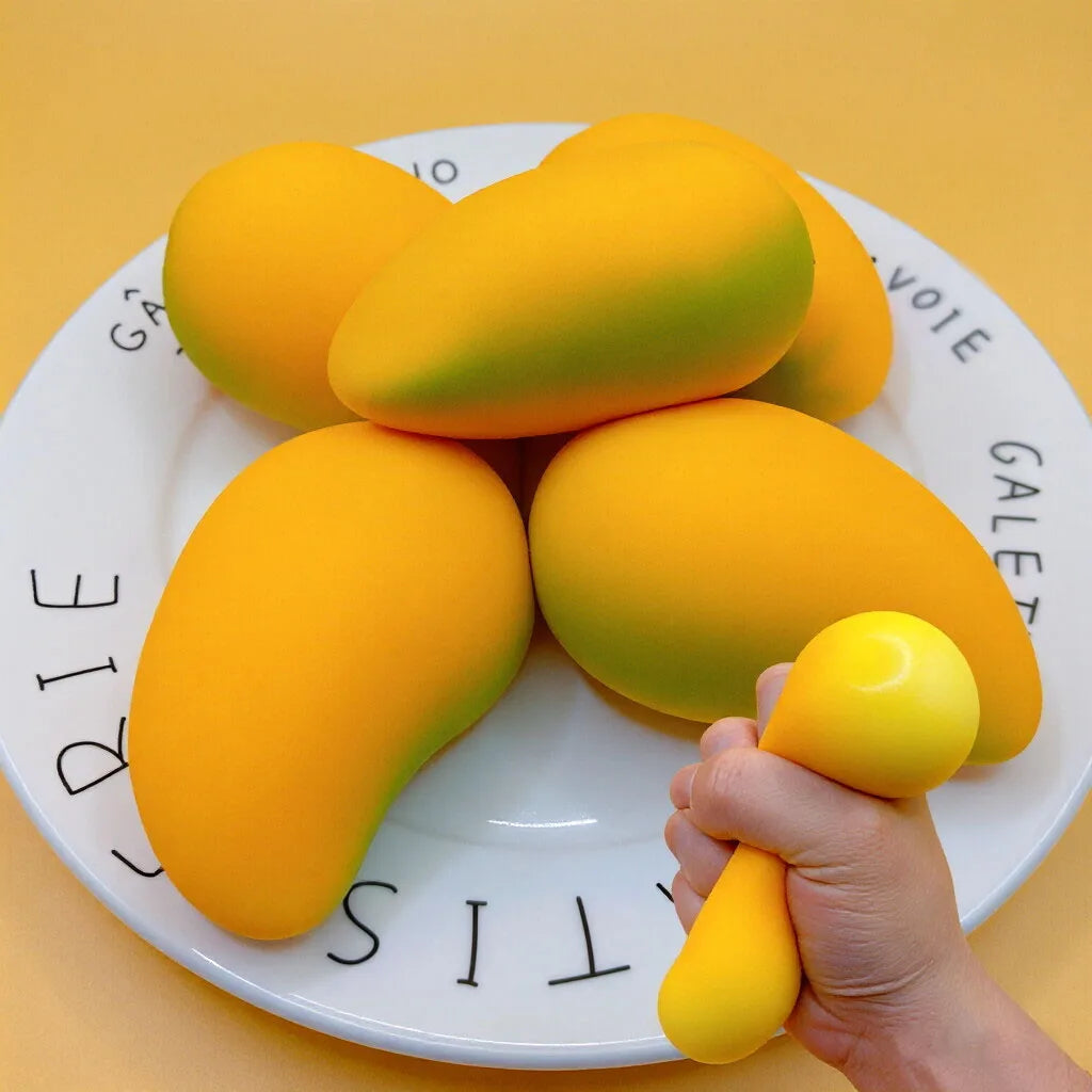 Stress Relief Squishy Mango Squeeze Toys Slowing Rising Sticky Mango Sensory Fidget Toys for Adults Squishy Sensory Toys Pi-Mart