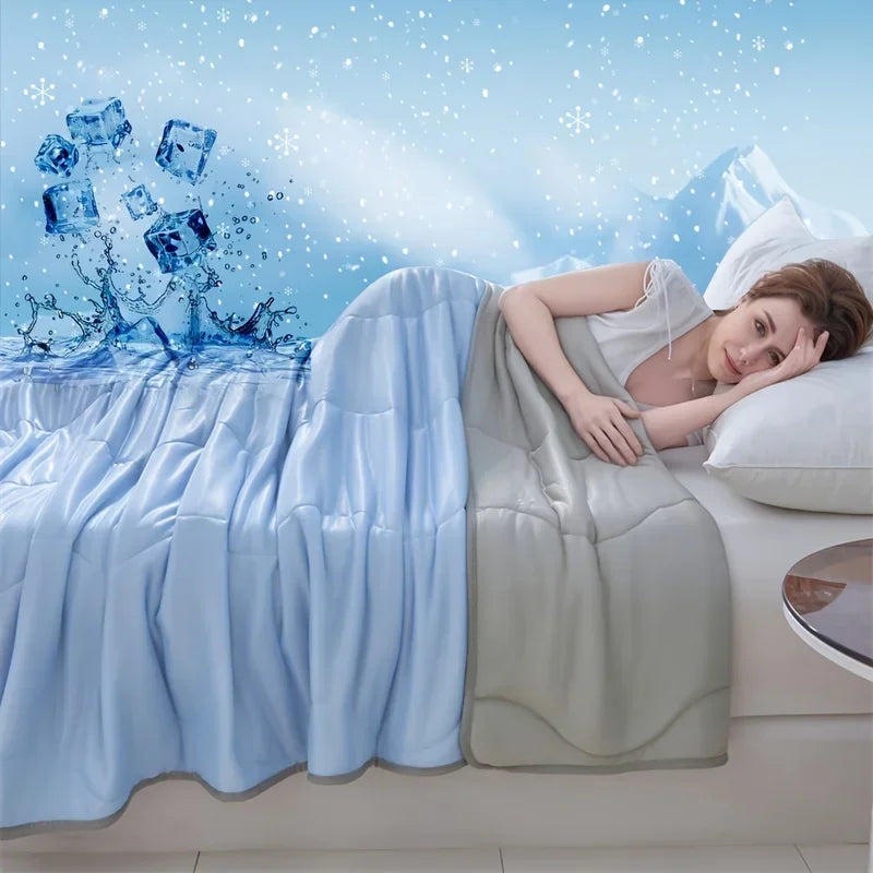 Breathable Cooling Summer Duvet Solid Color Lightweight Soft Cool Touch Comforter Quilt For Bedroom Indoor AC Daily Sleep Pi-Mart