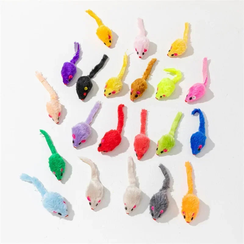 Interactive Cat Toy Realistic Mouse Shape with Rabbit Fur Feathers for Kitten Indoor Play Exercise Hunting Training Pi-Mart