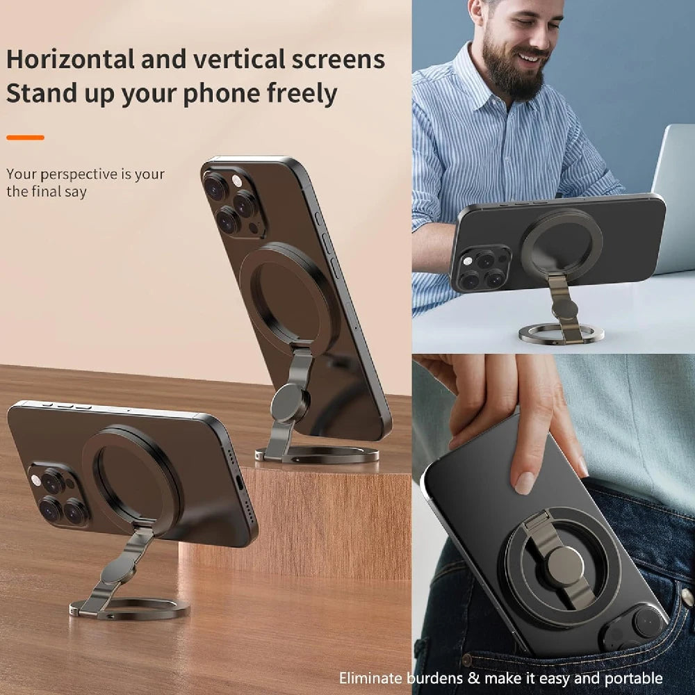 Magnetic Phone Stand 360° Rotating,3 in 1 Foldable Car & Desk Holder,Strong Magnet Grip with Fidget Spinner for OfficeTravelHome Pi-Mart