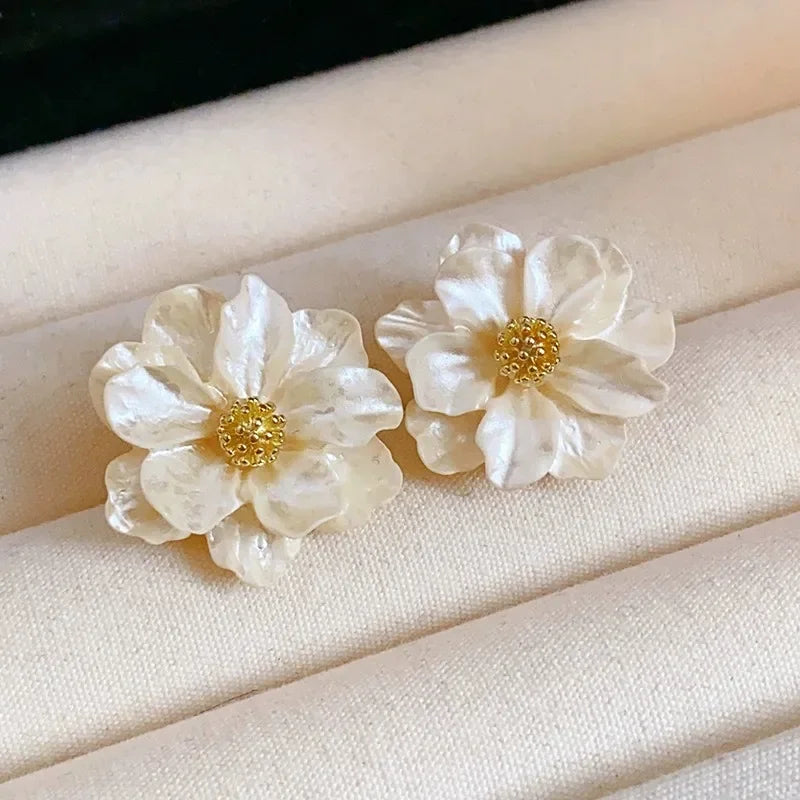 New Fashion Sweet Design Spring/Summer Blue Pink Enamel Flower Light Luxury High End Earrings Party Gifts for Women Jewelry Pi-Mart