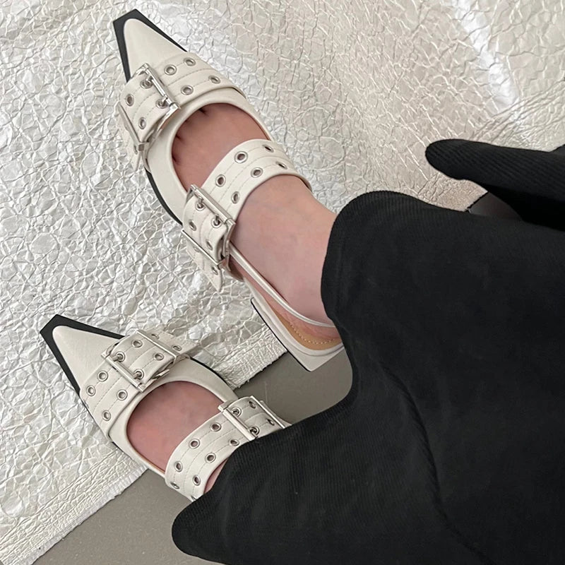 Women Flat With Shoes 2026 Designer Luxury Buckle Fashion Ladies Flats Shoes Slingback Pointed Toe Casual Female Sandals Mules Pi-Mart