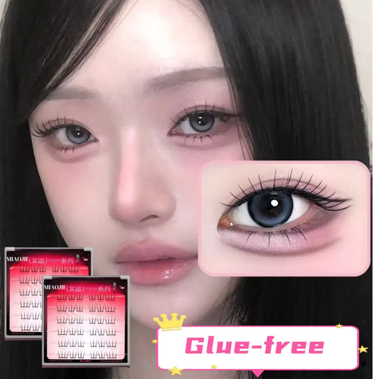 MJ Self Adhesive DIY Lashes No Glue Needed Reusable Bottom Lash  Fluffy Cluster Eyelash Korean DIY Manga Lash Extension At Home LadyShow.Store