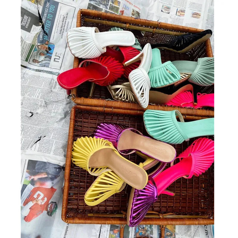 2026 New Sexy Women's Open Toe Mule Sandals - Slip On Stiletto Heels for Wedding/Party, Summer Breathable Comfort Dressy Shoes LadyShow.Store