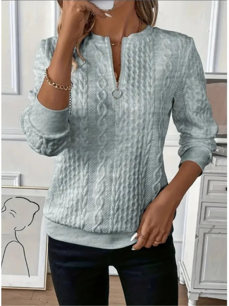 Women Fashion V Neck Long Sleeve Sweatshirt Autumn Winter Casual Loose Hoodie Solid Color Comfortable Pullovers Female 2025 LadyShow.Store