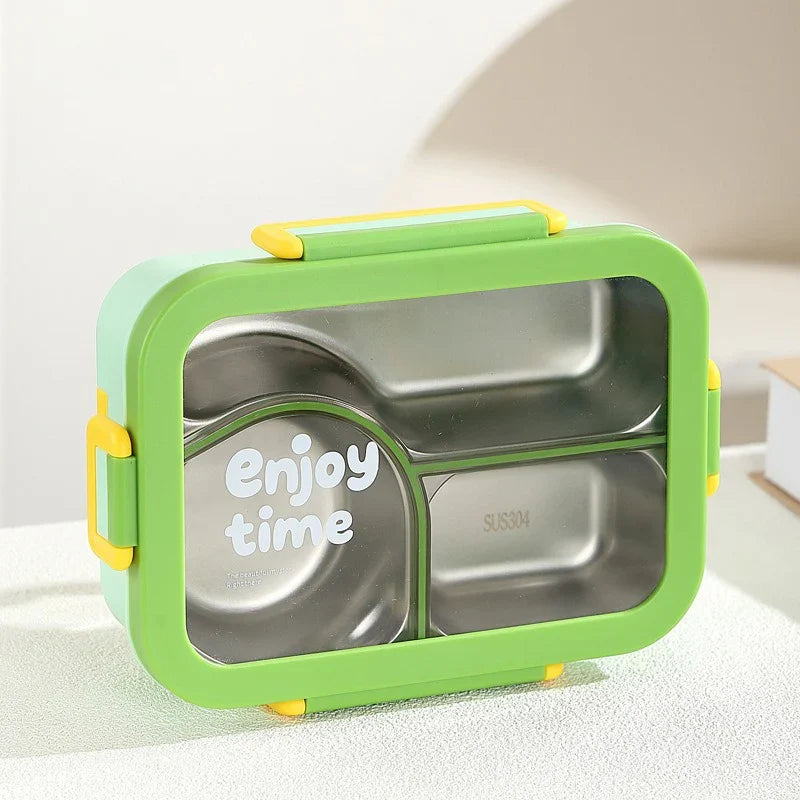 JUSTINLAU 304 Stainless Steel Lunch Box Compartment Leak-proof Student Office Workers Bento Box with Tableware Food Container LadyShow.Store
