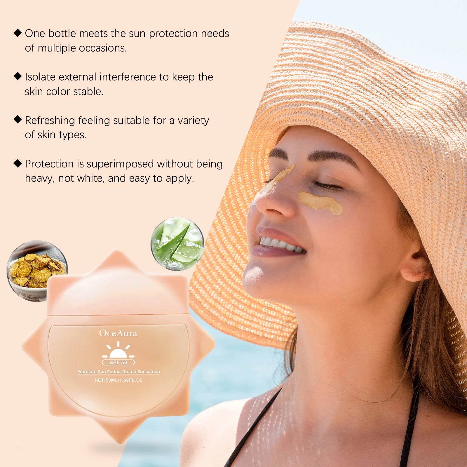 Sunscreen For Face Whole Body SPF 50+ UV Resistant Skin Protection Anti Sunburn Oil Control Moisturizing Sun Isolation Cream Pi-Mart