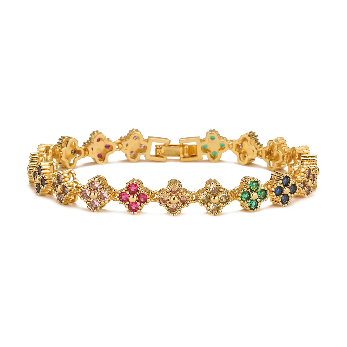 HECHENG,AAAAA Brass 18K gold-plated Flower Necklace Bracelet Jewelry Set ，for Christmas gift for women and best friend Pi-Mart