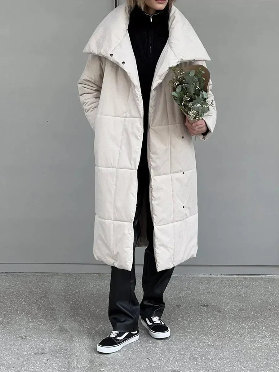 Bornladies Women Loose Quilted Jackets Parkas Winter Coats Oversized Warm Long Belt Puffer Jackets Ladies Cotton Padded Jacket LadyShow.Store