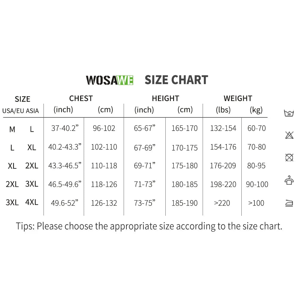 WOSAWE Men Cycling Windbreaker MTB Bicycle Long Sleeve Coat Water Resistant Outdoor Sport Jersey Bike Jacket Cycling Clothing Pi-Mart