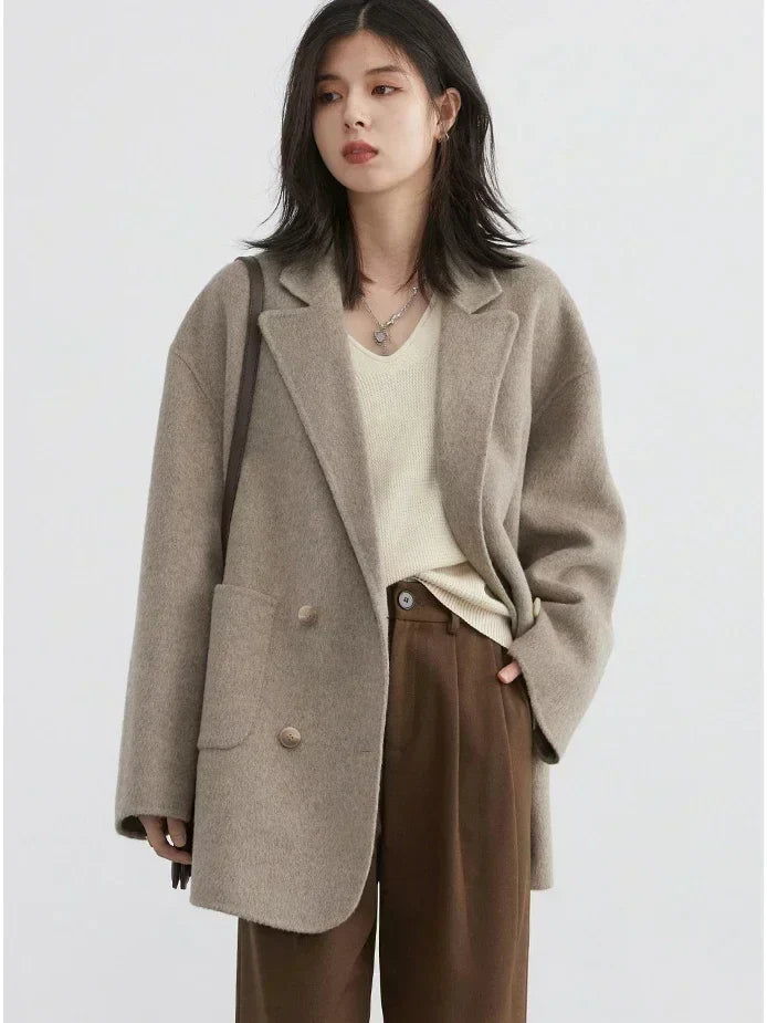 CHIC VEN Women's Woolen Coats Fashion Solid Loose Warm Jackets Korean Casual Office Lady Female Clothing Spring Autumn New 2026 LadyShow.Store