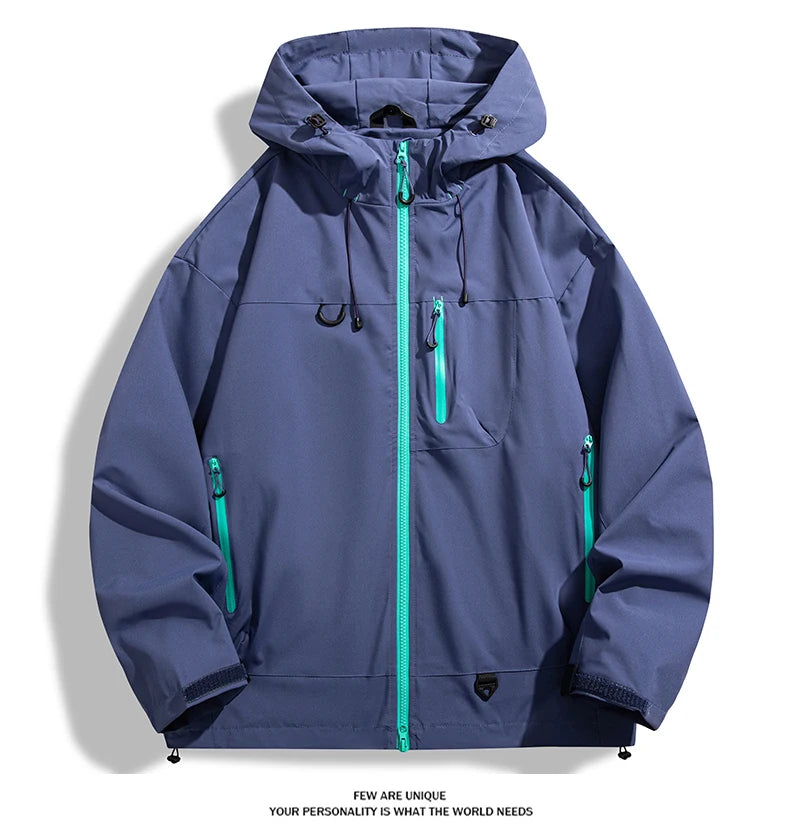 JNLN Unisex Waterproof Windbreaker Outdoor Sport Windproof Single-Layer Jacket Men Women Hiking Climbing Trekking Rain Coat Pi-Mart