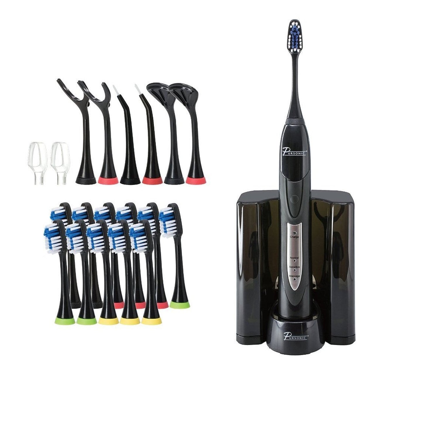 Pursonic Black Rechargeable Electric Toothbrush with Bonus Value Pack LuxuryLifeWay Online Store