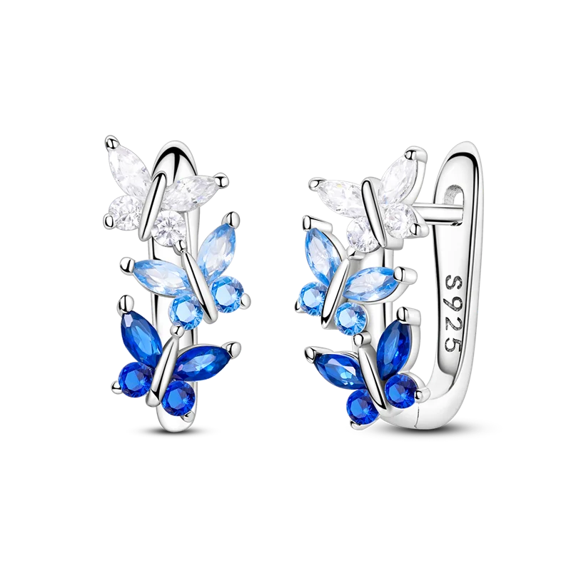 Genuine 925 Sterling Silver Love Feather Earrings Fit Original Charms Hoop For Women Girls Stud Earring Fine Jewelry Gifts Pi-Mart
