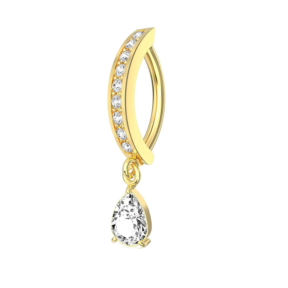 1PC Stainless Steel 14G Dangle Belly Button Ring for Women Heart Bow Reverse Hoop Clicker Navel Rings Body Piercing Jewelry Pi-Mart