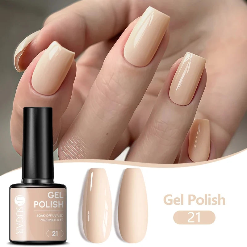 UR SUGAR 7ML Nail Gel Fresh Macaron 107 Colors All For Manicure Semi Permanent Soak Off LED UV Long-Lasting Nail Art Varnish Tri Light Beauty