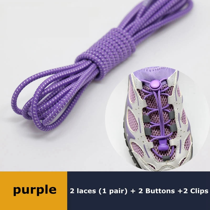 1Pair Shoelaces for Sneaker Elastic No Tie Shoe Laces Stretching Lock Lazy Laces Quick Rubber Shoelace Round Shoestrings Pi-Mart