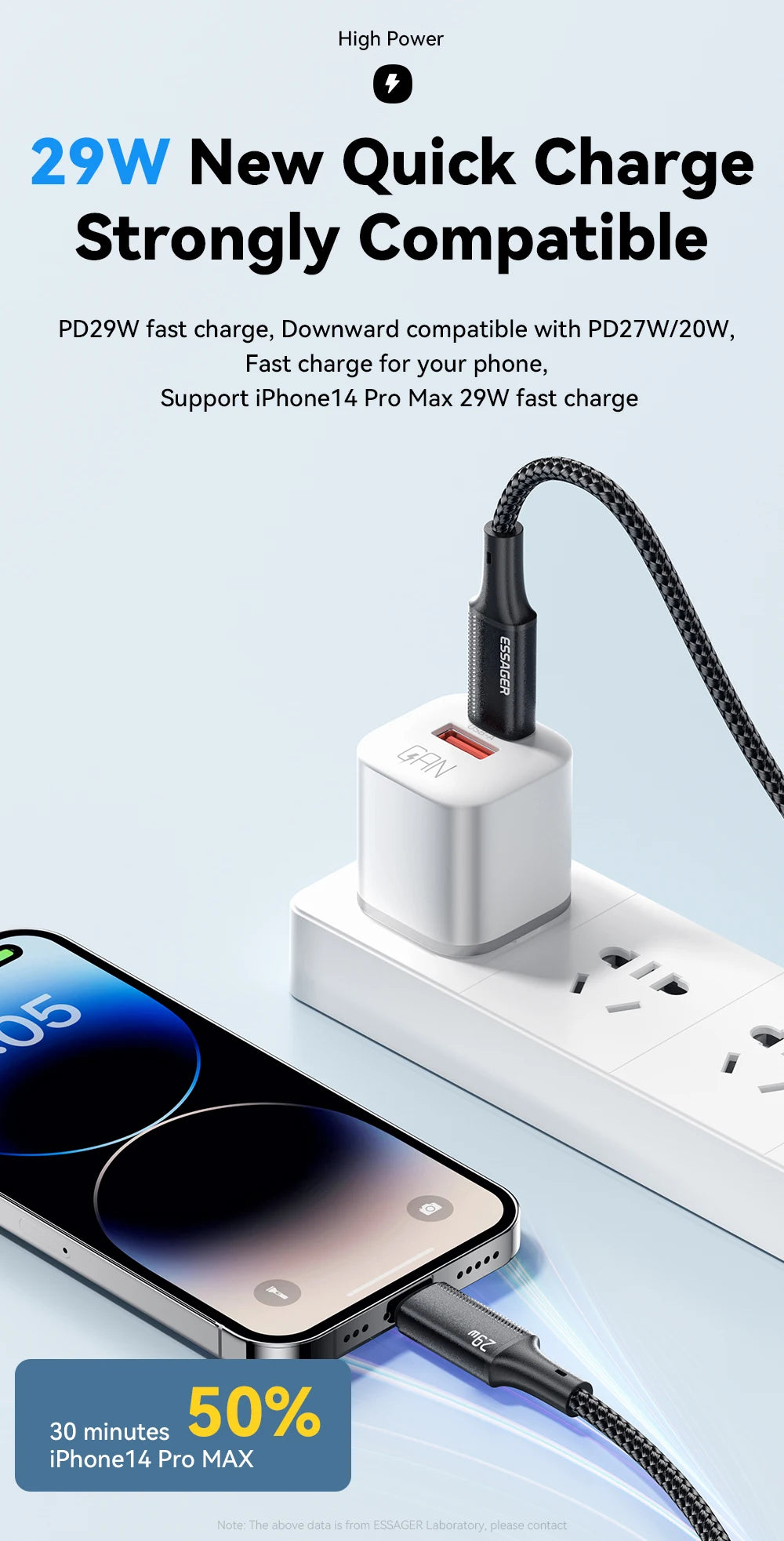 Essager USB C Cable For iPhone 14 13 12 11 Pro Max Xs Plus 29W Fast Charging Cable Type C To Lighting Date Wire For iPad Macboo Pi-Mart