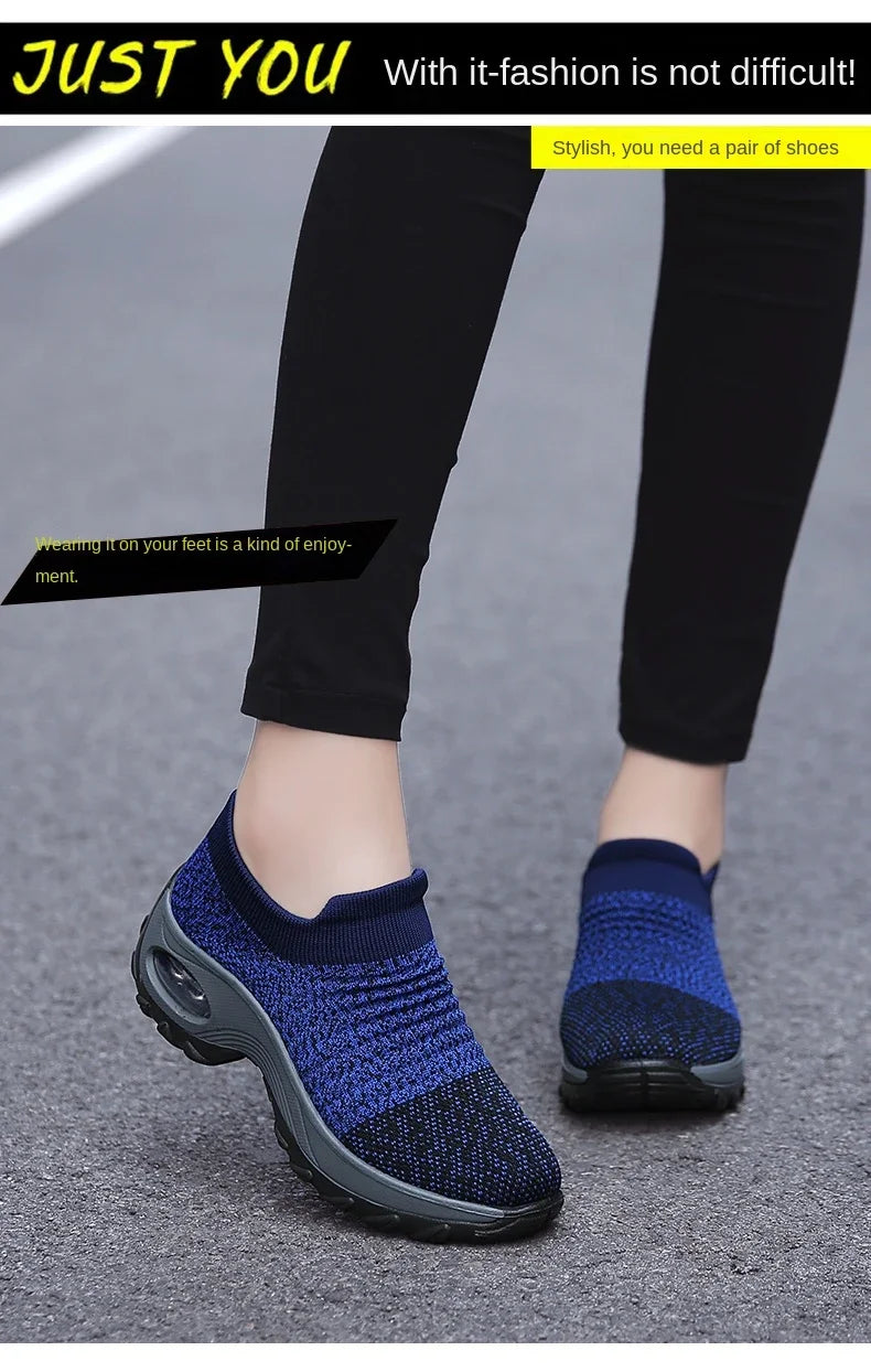 Women Sneakers Summer Fashion Black Sports Casual Shoes Breathable Mesh Lightweight Air Cushion Non-Slip Running Shoe Zapatillas Pi-Mart