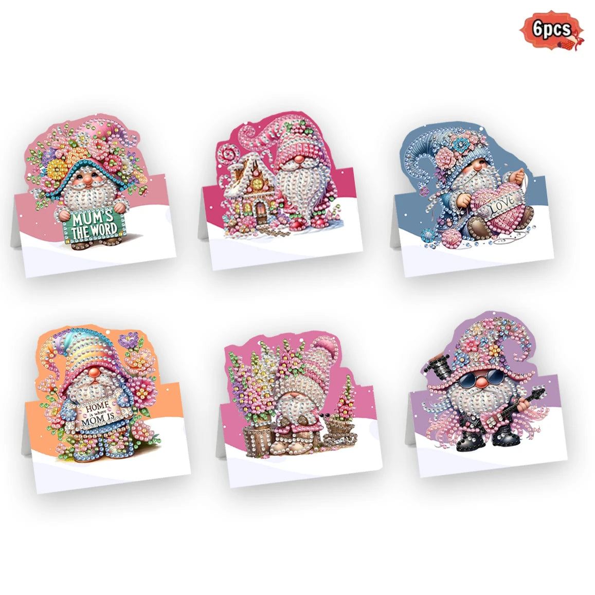 6-Piece/Set DIY Diamond Painting Kit Birthday Card Kit, Unique Flower Pattern Design, Rhinestone Diamond Painting Art Mosaic Pos Pi-Mart