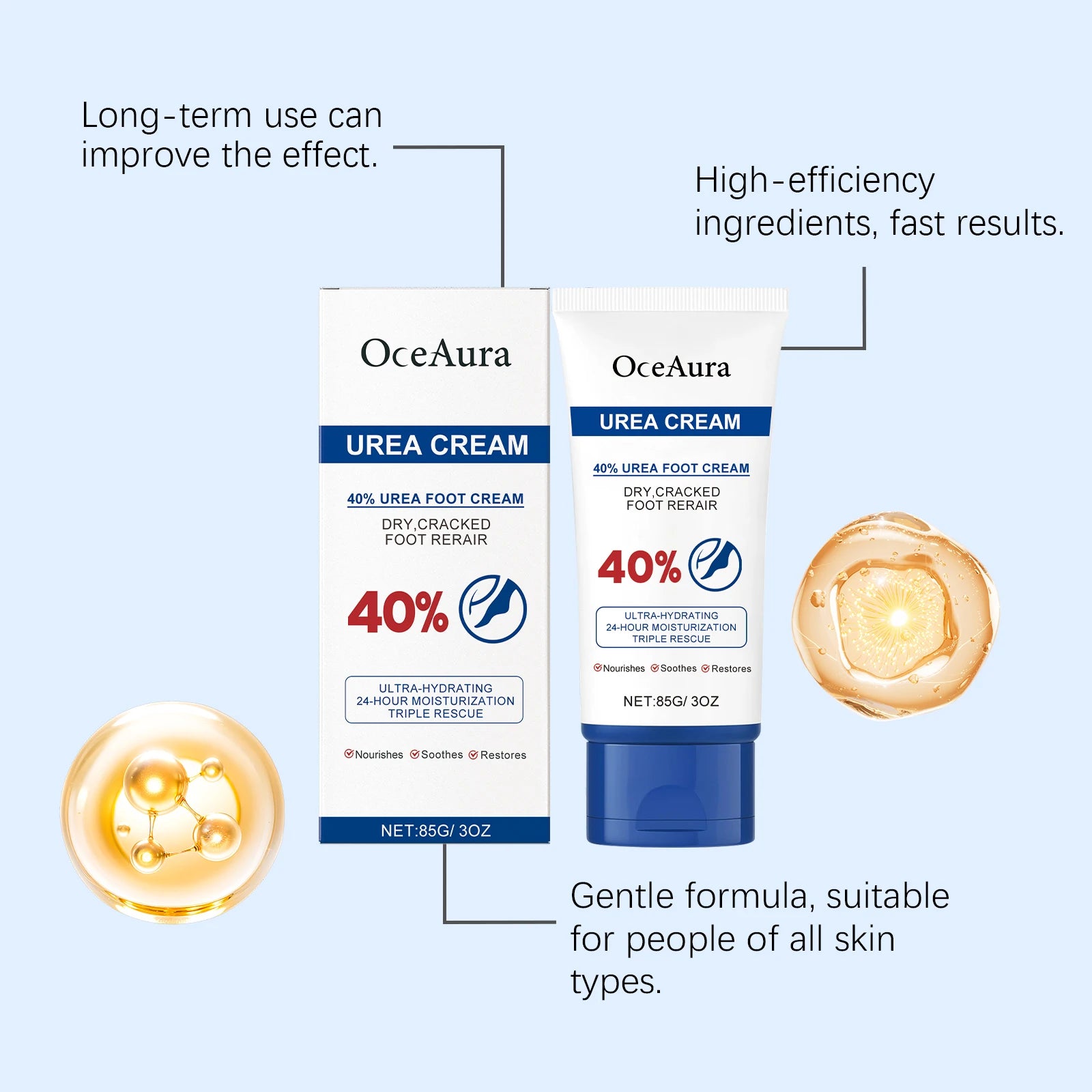 40% Urea Foot Cream Softening Dry Cracked Heels Deep Moisturizing Improve Roughness Remove Callus Exfoliation Foot Care Cream Pi-Mart