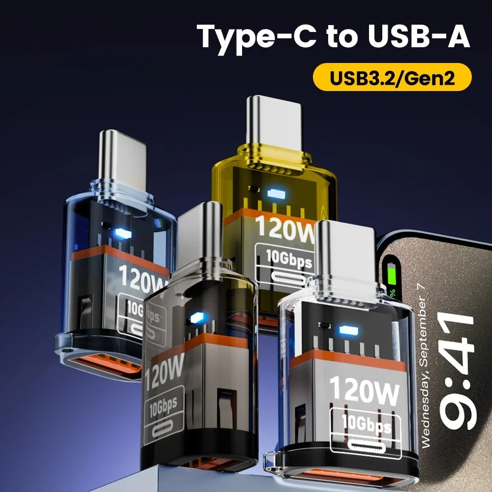 120W Fast Charging USB 3.2 To Type C Adapter OTG 10GB High Speed Data Audio Transfer for PC Tablet Xiaomi Huawei USB C Converter Pi-Mart