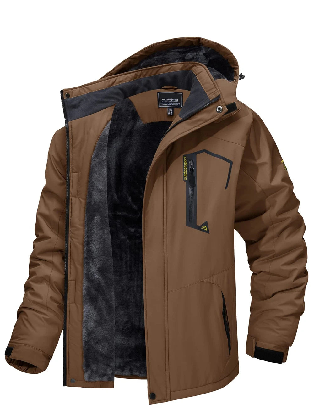 TACVASEN Fleece Lining Mountain Jackets Mens Hiking Jackets Outdoor Removable Hooded Coats Ski Snowboard Parka Winter Outwear Pi-Mart