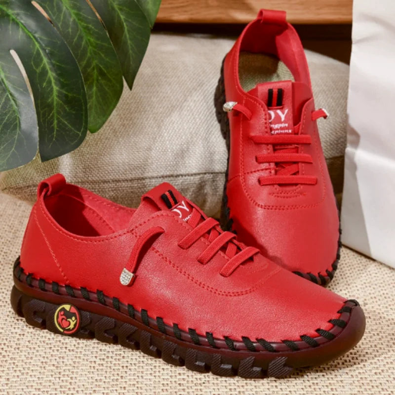 Sneakers Women's Shoes Loafers Lace Up Leather Flat New Spring Casual comfortable Mom Shoe Mujer Zapatos Chaussure Femme Pi-Mart