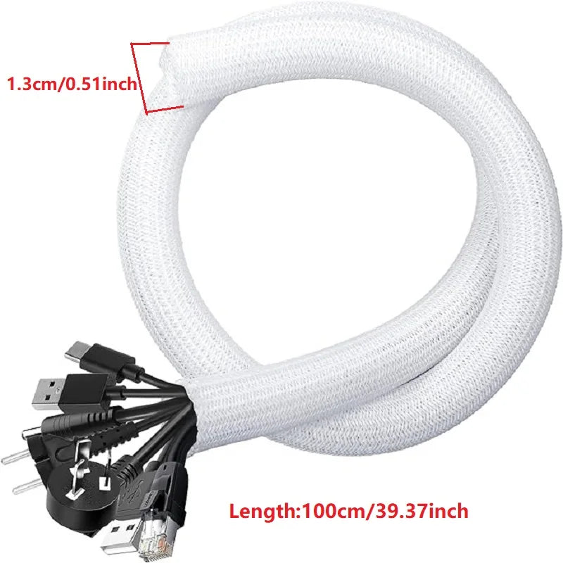 1M 3M 5M Braided Cable Sleeve PET Nylon Wrapping Cable Casing Cable Sleeves Wire for Desk PC TV Wire Protector Cable Wrap Cover Pi-Mart