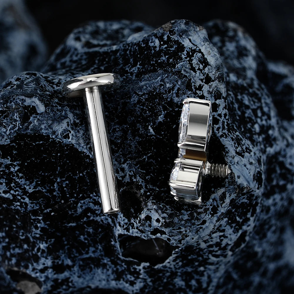 Right Grand ASTM F136 Titanium 16G Mini Butterfly CZ Labret Tragus Cartilage Conch Forward Helix Stud Nose Piercing Body Jewelry Pi-Mart
