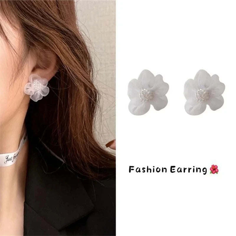 New Fashion Sweet Design Spring/Summer Blue Pink Enamel Flower Light Luxury High End Earrings Party Gifts for Women Jewelry Pi-Mart