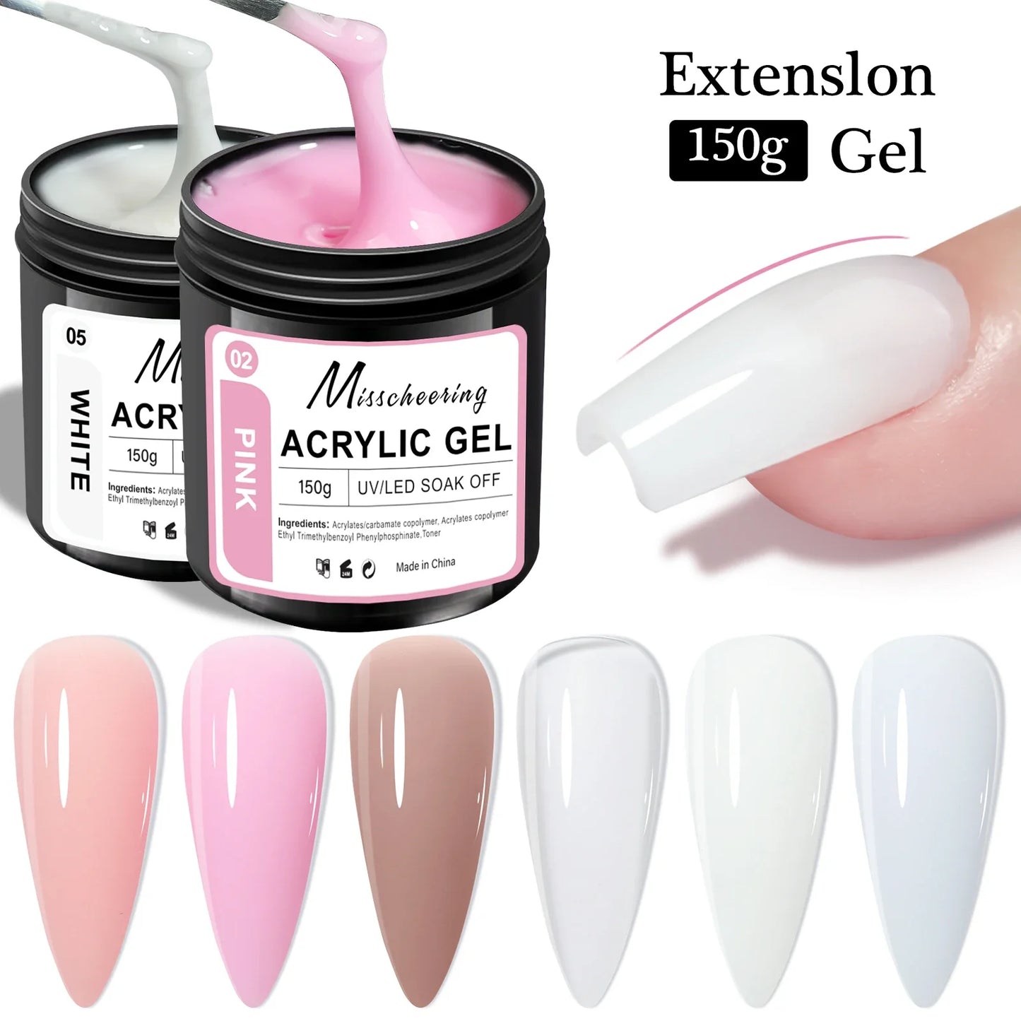 150g Transparent Nail Extension Gel Jelly White Light Pink Acrylic Nail Art UV LED Gel Semi Permanent Varnish Extension Tool Tri Light Beauty