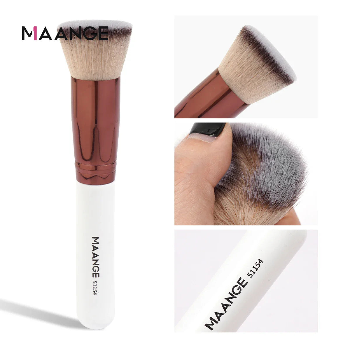 MAANGE 4Pcs Makeup Brushes with Case Foundation Concealer Powder Makeup Brush Soft Dense Bristles Big Cosmetic Brushes Beauty Tri Light Beauty