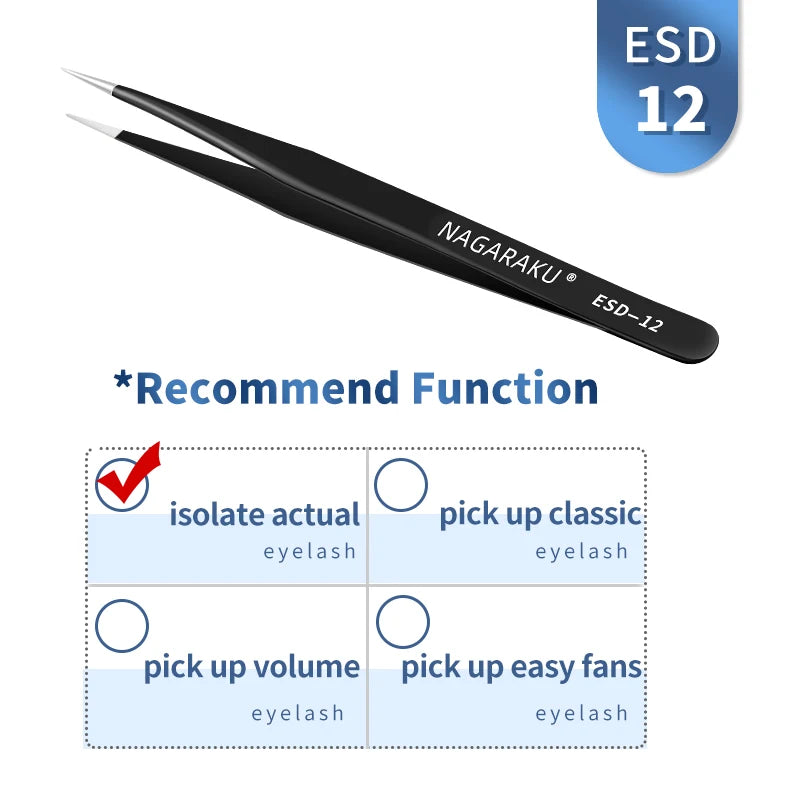 NAGARAKU Eyelash Extension Tweezers Makeup Stainless Steel Eyelash 3D accurate Clip Pi-Mart