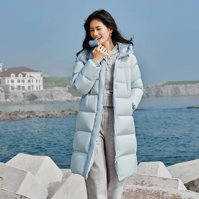 Semir Long Down Jacket Women Waterproof Hooded Coat 2025 Winter New Loose Girls' Jacket Multi-Color Thicken Windbrake Down Coat LadyShow.Store