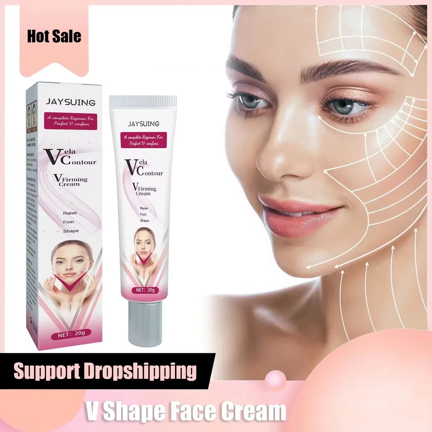 V-Shaped Face Cream Lift Firm Tighten Remove Double Chins To Create A Small V Slim-ming Face Anti Agin-g Beauty Massage Products Tri Light Beauty