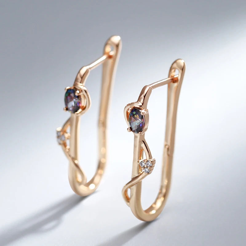 Kinel New 585 Rose Gold Long Earrings Trendy Natural Zircon Earrings Luxury Jewelry 2022 Gifts For Girls'Temperament Accessories Pi-Mart