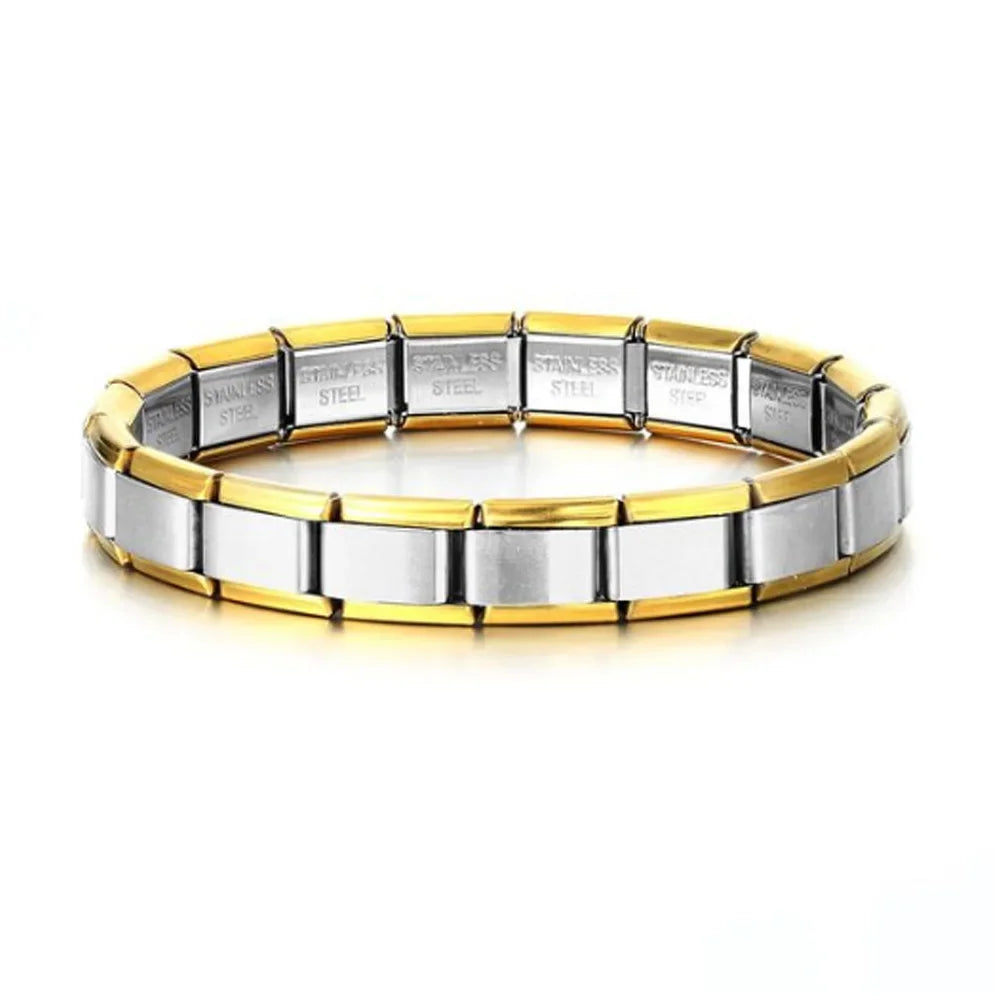 Italian Charm Link for Women Men 9mm Width Silver Gold Color Chain Stainless Steel Bracelet on Hand DIY Making Jewelry Wholesale Pi-Mart