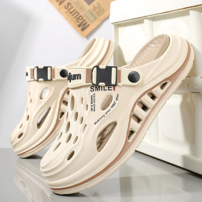 2026 New Men's Holes oes Summer Thi Bot Anti-Slip Driving Beach Slippers Spor Casual EVA Injection Moulding Footwear Pi-Mart