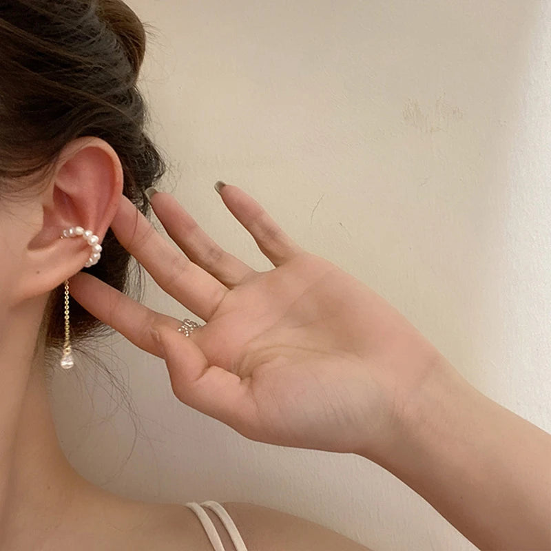 Irregular Pearl Ear Clip Fake Piercing Ear Cuff Artificial Pearls Ear Clips On Earrings Women French Retro Elegant Jewelry Gifts Pi-Mart