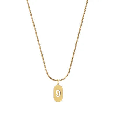 Stainless Steel Angel Number Necklace 0 1 2 3 4 5 6 7 8 9 Rectangle For Women Men Hollow Lucky Number Chain Necklaces Jewelry Pi-Mart