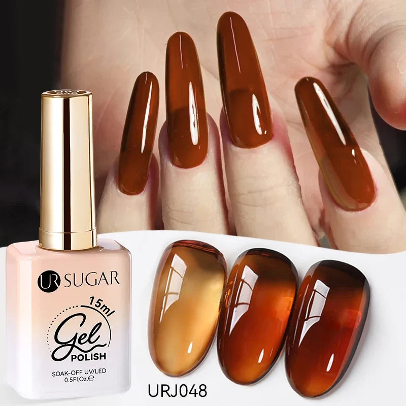 UR SUGAR 15ml Jelly Milky White Translucent Color Gel Polish Semi Permanent UV Gel Nail Art Soak Off Gel Varnish Latest Fashion Tri Light Beauty