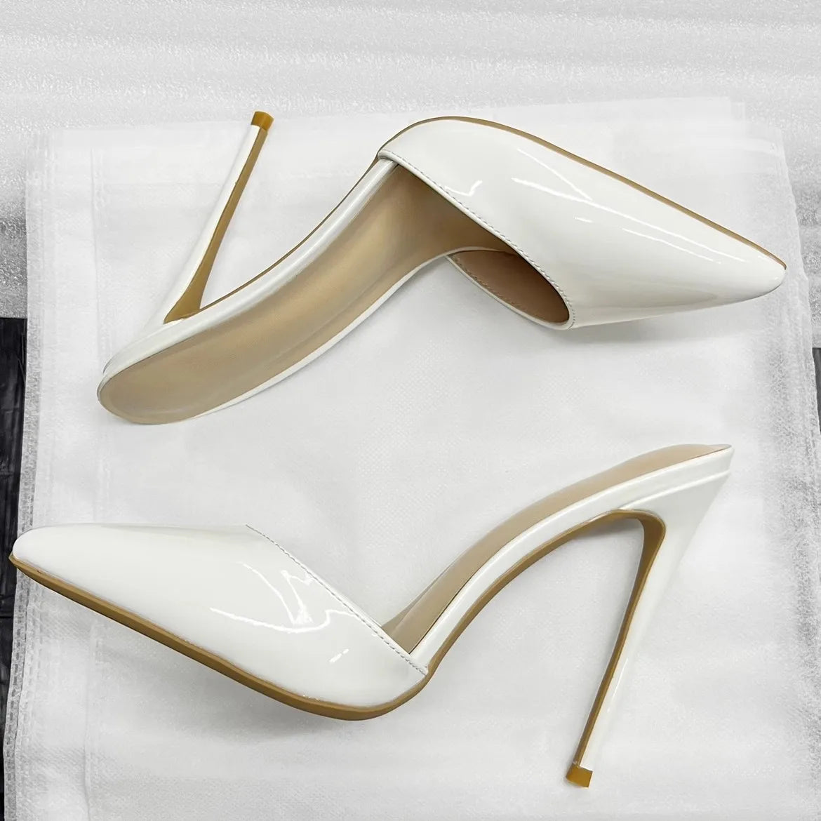 Pointed Toe 8/10/12 cm High Heel Mule for Women with a Distinctive Style, Wearing Ultra High Heel Half Slippers Externally LadyShow.Store